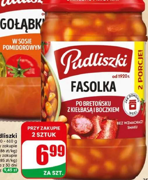 Danie gotowe fasolka po bretońsku z kiełbasą i boczkiem