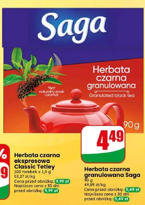 Herbata czarna granulowana Saga