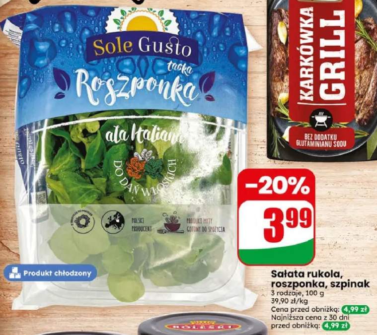 Sałata rukola, roszponka, szpinak