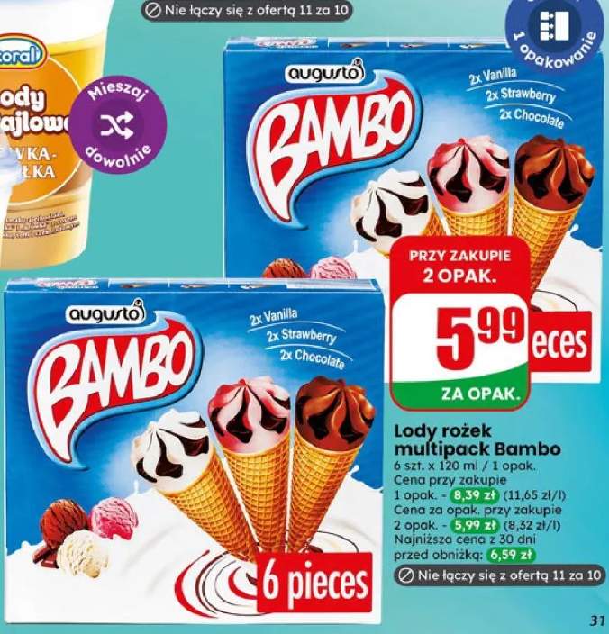 Lody rożek multipack Bambo 6szt