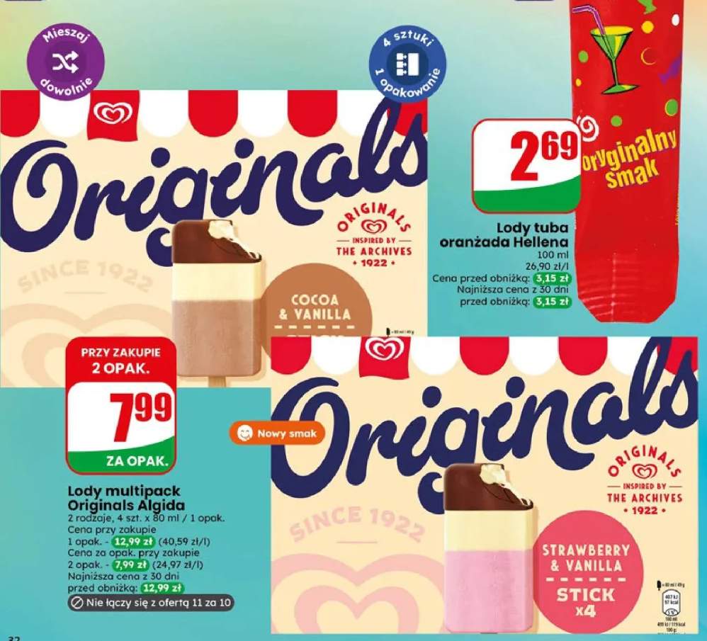 Lody multipack Originals Algida 2 rodzaje