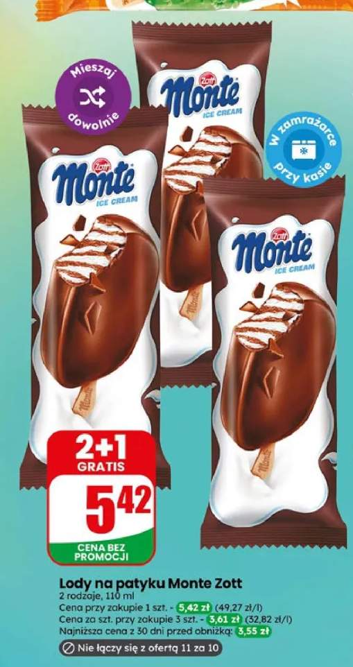 Lody na patyku Monte Zott 2 rodzaje