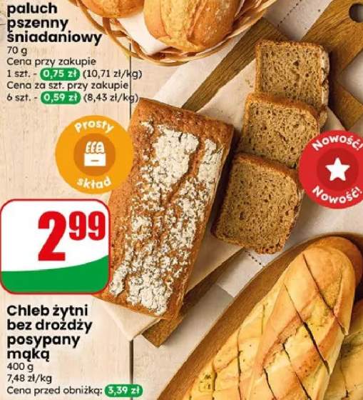 Chleb żytni bez drożdży posypany mąką