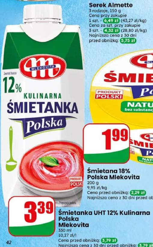 Śmietanka UHT 12% kulinarna Polska Mlekovita