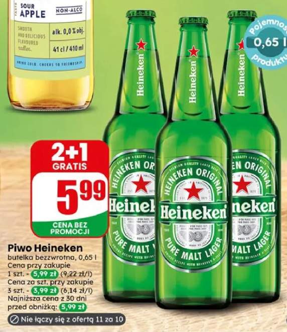 Piwo Heineken butelka bezzwrotna