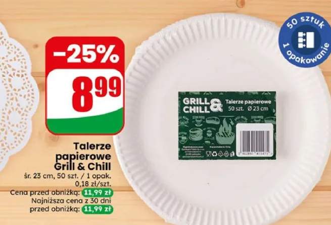 Talerze papierowe Grill & Chill śr. 25cm 50szt.