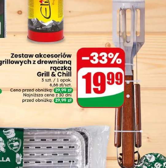 Zestaw akcesoriów grillowych z drewnianą rączką Grill & Chill 3szt.