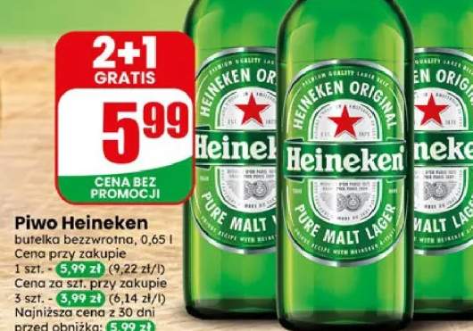 Piwo Heineken butelka bezzwrotna