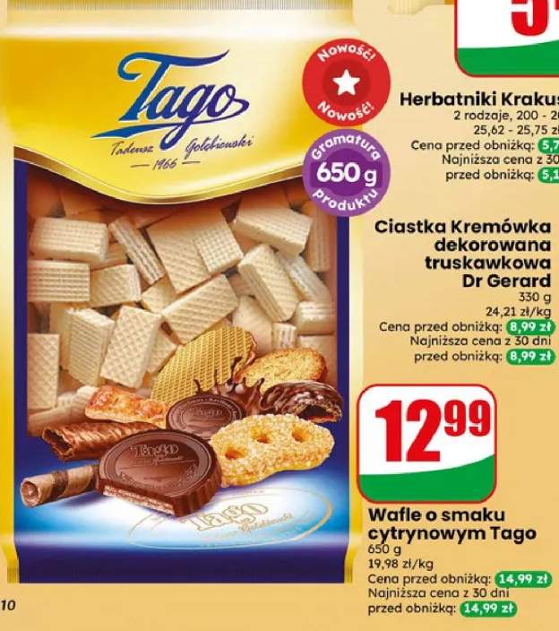 Wafle o smaku cytrynowym Tago