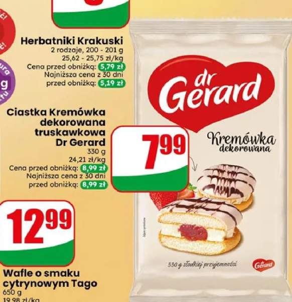 Ciastka Kremówka dekorowana truskawkowa Dr Gerard