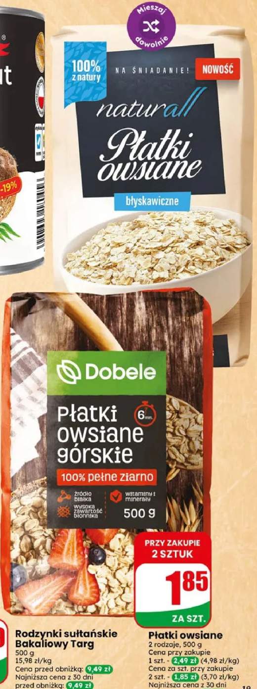 Płatki owsiane górskie Dobele 100% pełne ziarno