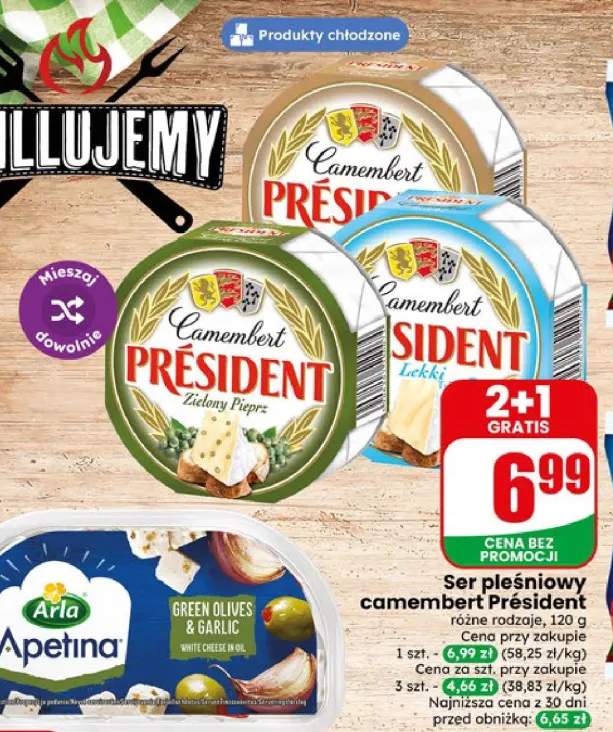 Ser pleśniowy camembert Président lekki