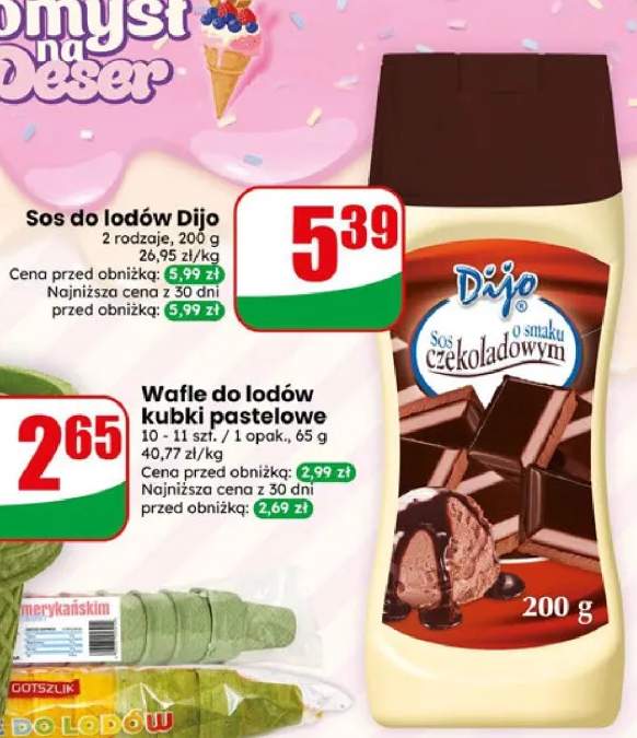 Wafle do lodów kubki pastelowe Gotszlik