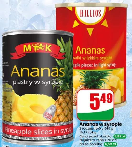 Ananas plastry w syropie MK