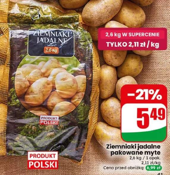 Ziemniaki jadalne pakowane myte polskie