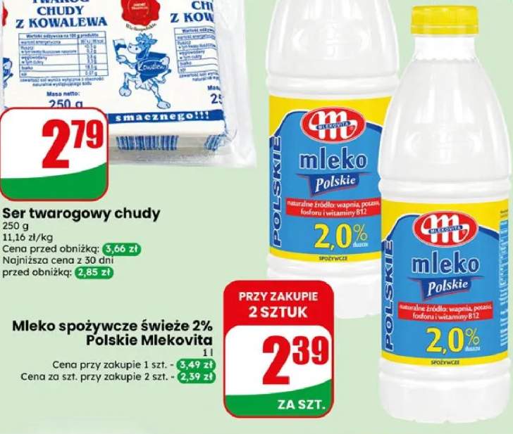 Mleko spożywcze świeże 2% Polskie Mlekovita