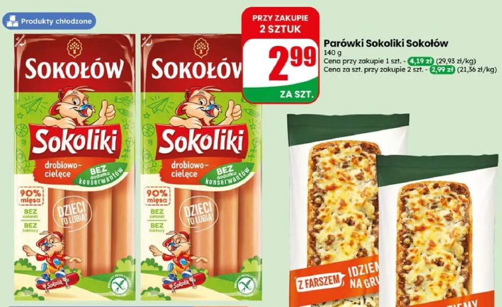 Parówki Sokoliki drobiowo-cielęce Sokołów
