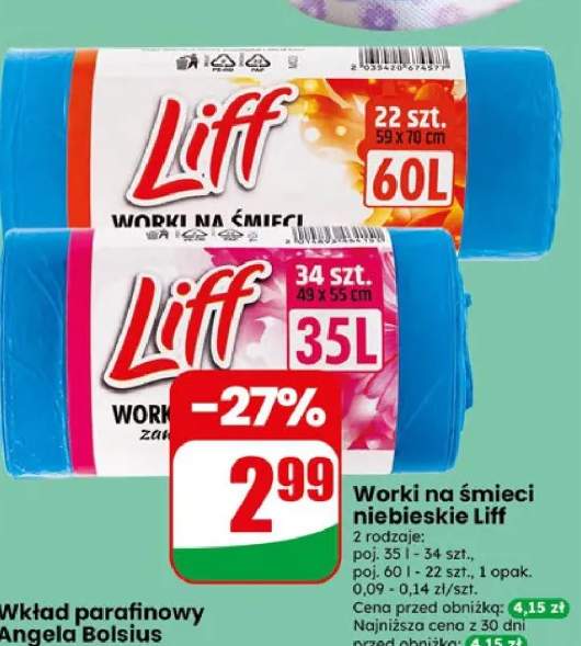 Worki na śmieci niebieskie 60l Liff