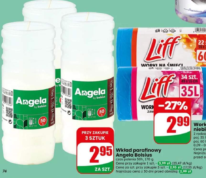 Wkład parafinowy Angela by Bolsius 50h