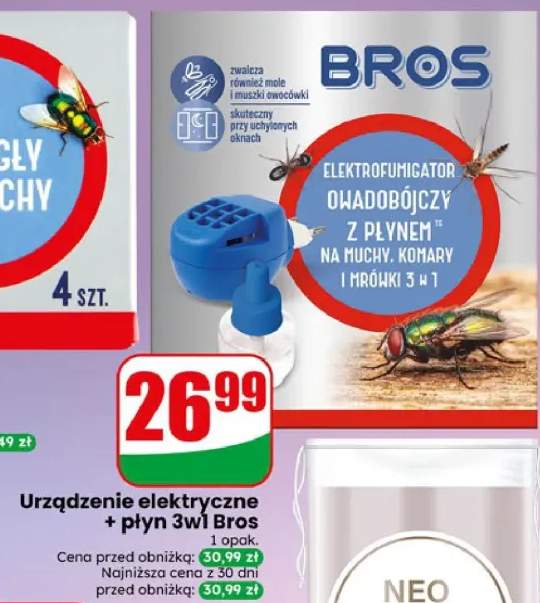 Elektrofumigator owadobójczy z płynem 3w1 na muchy komary i mrówki Bros
