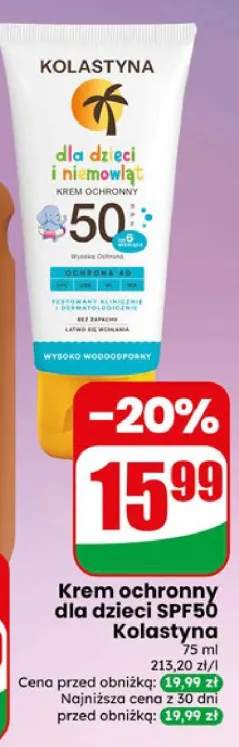 Krem ochronny dla dzieci i niemowląt SPF50 Kolastyna