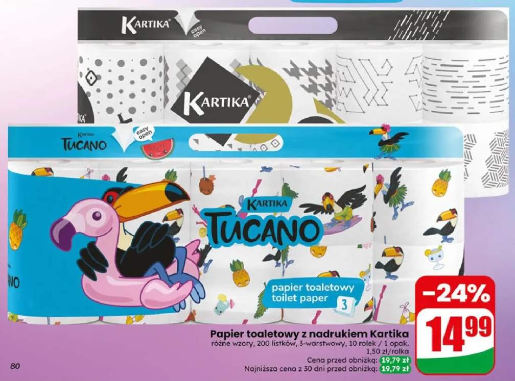 Papier toaletowy z nadrukiem Kartika Tucano 3-warstwowy