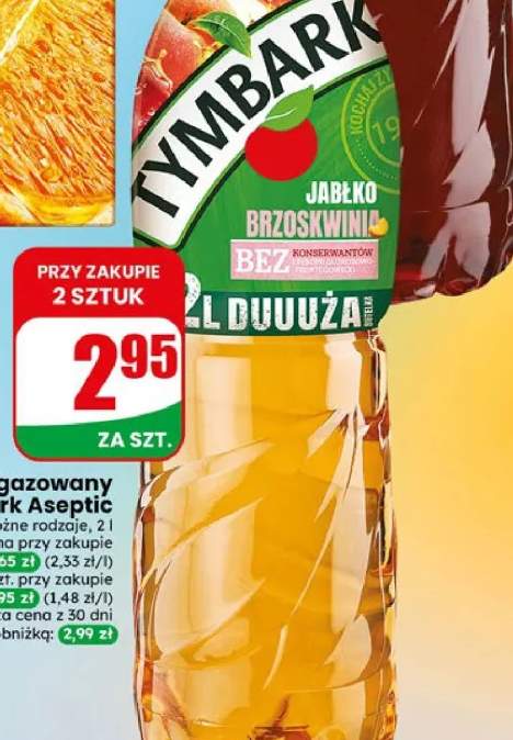 Napój niegazowany Tymbark Aseptic jabłko brzoskwinia
