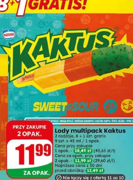 Lody multipack Kaktus Sweet&Sour Nestlé