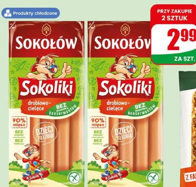 Parówki Sokoliki drobiowo-cielęce Sokołów