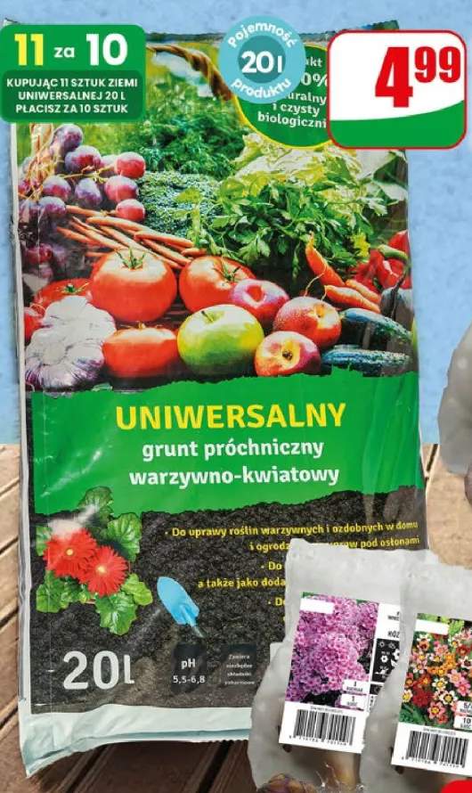 Ziemia kwiatowa uniwersalna grunt próchniczy warzywno-kwiatowy