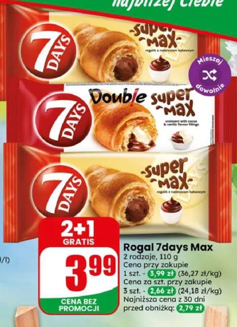 Rogal 7Days Double super Max z nadzieniem kakaowym i waniliowym