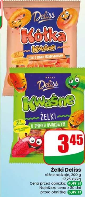 Żelki Deliss kwaśne o smaku owocowym
