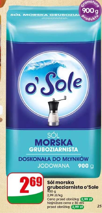 Sól morska gruboziarnista jodowana o'Sole