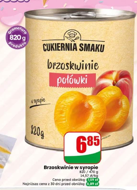Brzoskwinie w syropie połówki Cukiernia Smaku