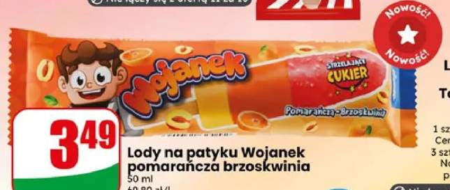 Lody na patyku Wojanek pomarańcza brzoskwinia
