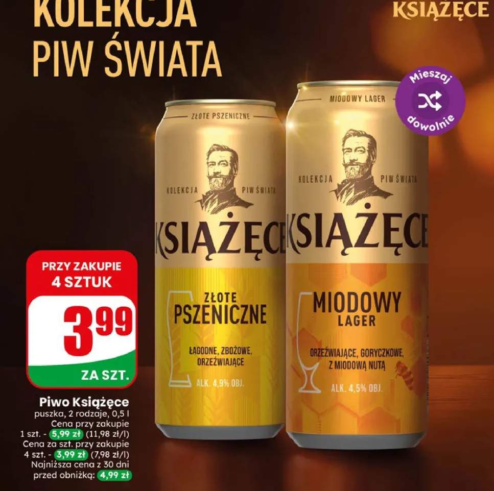 Piwo Książęce Miodowy Lager puszka