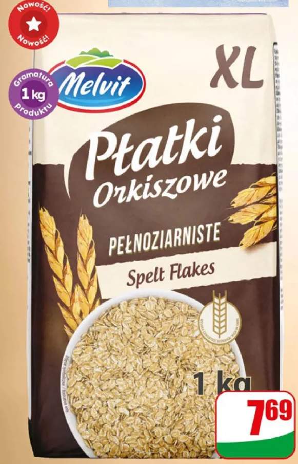 Płatki orkiszowe XL pełnoziarniste Melvit