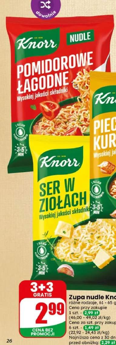 Zupa nudle ser w ziołach Knorr