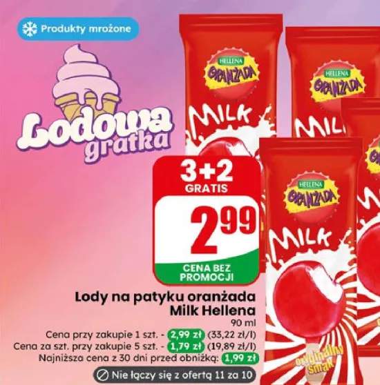 Lody na patyku oranżada Milk Hellena