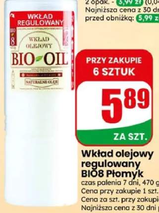 Wkład olejowy regulowany BIO8 Płomyk 470g czas palenia 7 dni