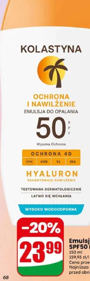 Emulsja do opalania SPF50 Kolastyna ochrona i nawilżenie