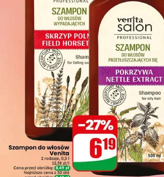 Szampon do włosów przetłuszczających się Pokrzywa Venita Salon Professional