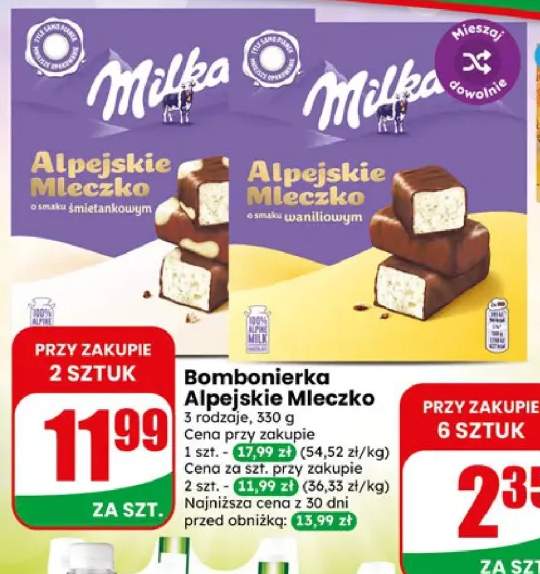 Bombonierka Alpejskie Mleczko o smaku śmietankowym Milka