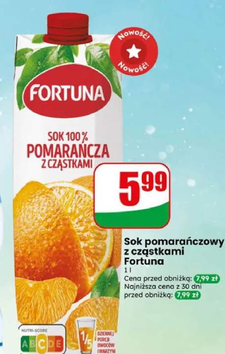 Sok pomarańczowy z cząstkami Fortuna