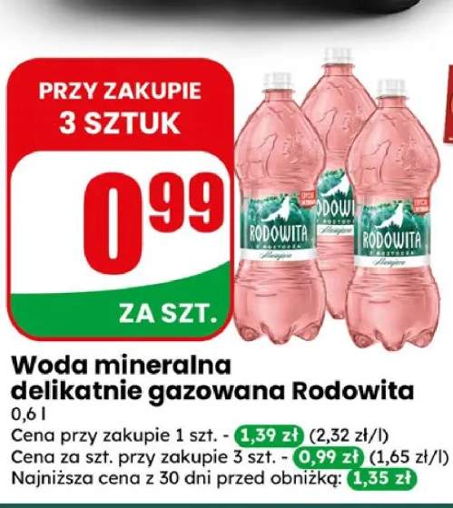 Woda mineralna delikatnie gazowana Rodowita