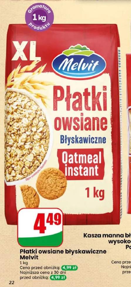 Płatki owsiane błyskawiczne Melvit
