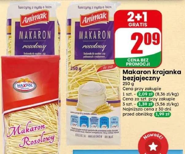 Makaron rosołowy krajanka bezjajeczny Animak