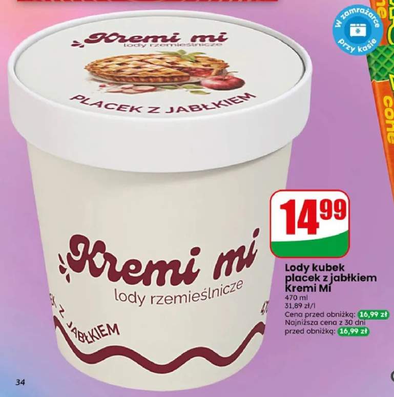 Lody kubek placek z jabłkiem Kremi Mi