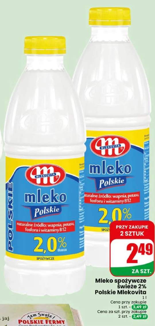 Mleko spożywcze świeże Polskie 2% Mlekovita