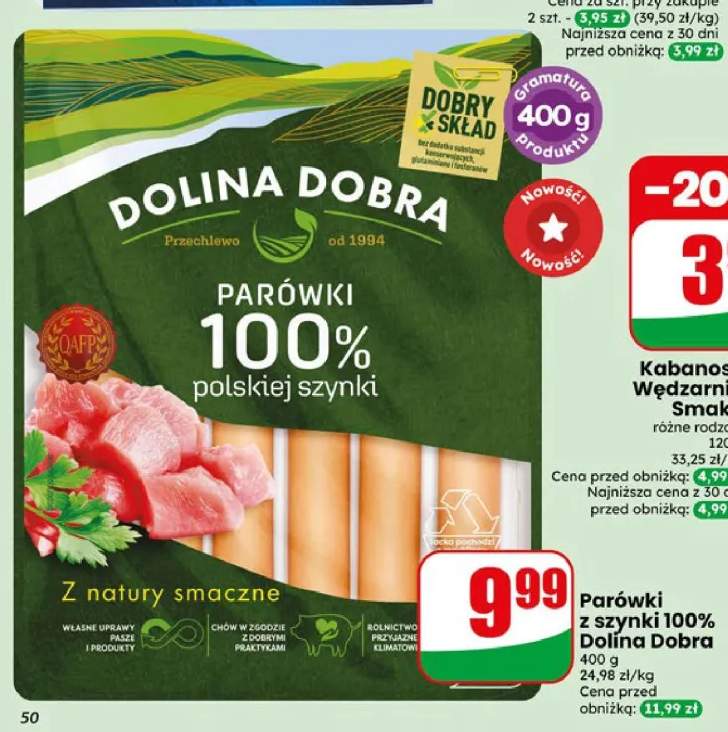 Parówki z szynki 100% Dolina Dobra